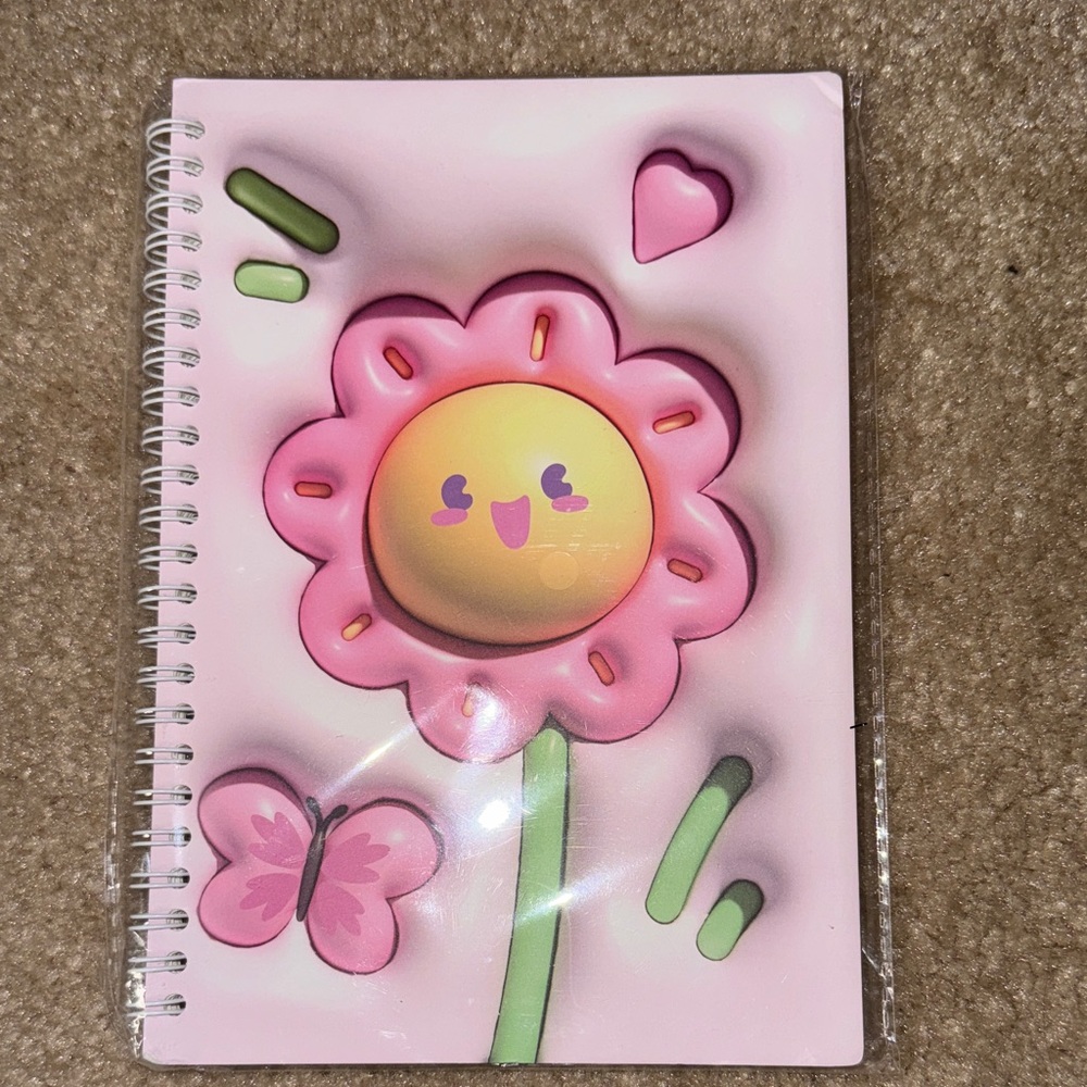 Adorable Pink Flower Small Notebook, NEW